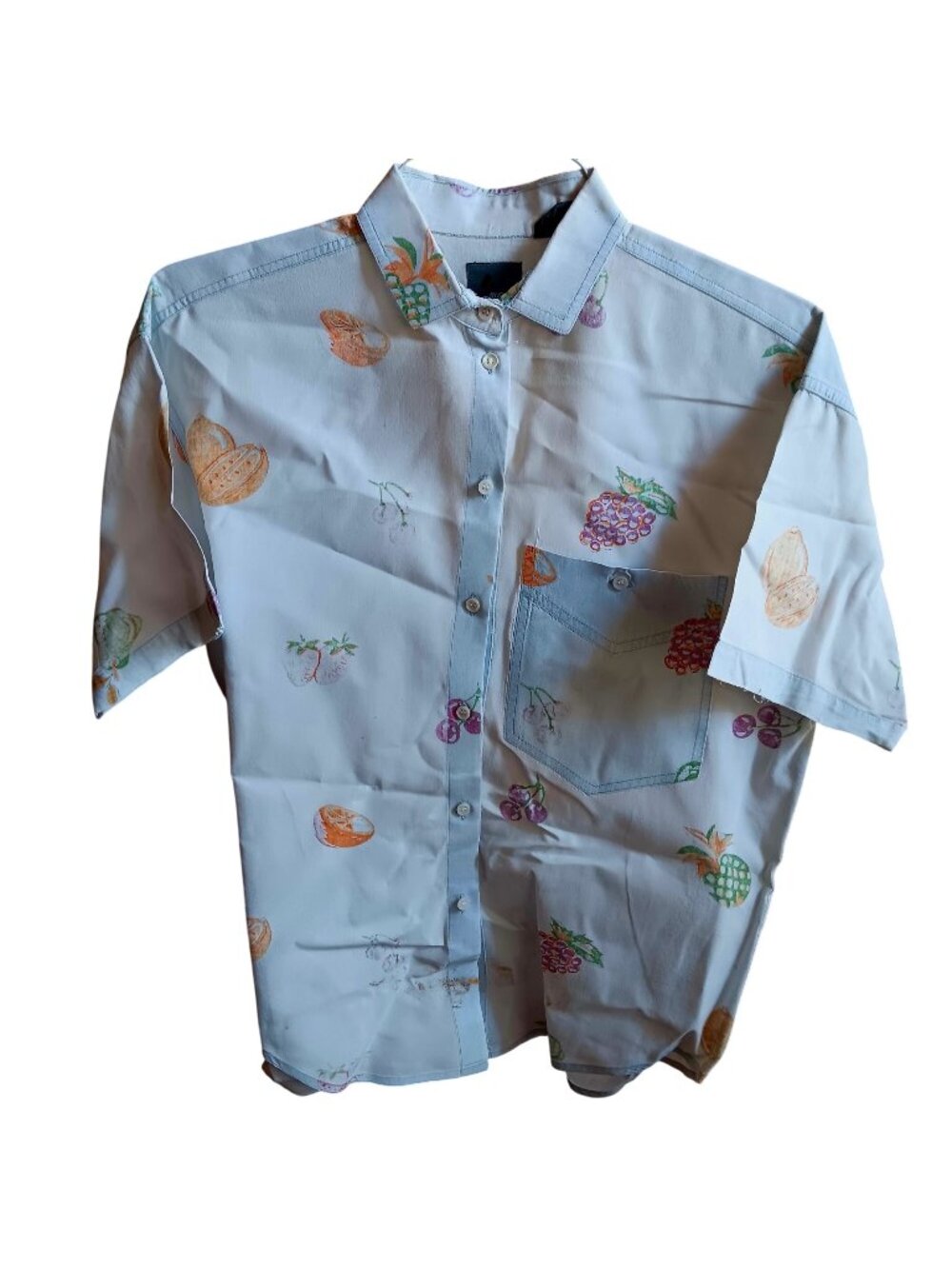 Vintage Medium Lizwear Fruit Print Button-Up Shirt 1990's All Cotton